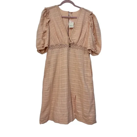 Free People Slow Pace Midi Size Medium Brand New Peach‎ Pink Salmon - Picture 4 of 12